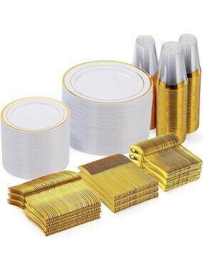Gold Disposable Plastic Plates